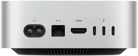 Mac mini, parte posterior, entrada para cable de corriente, puerto Ethernet, puerto HDMI, tres puertos Thunderbolt